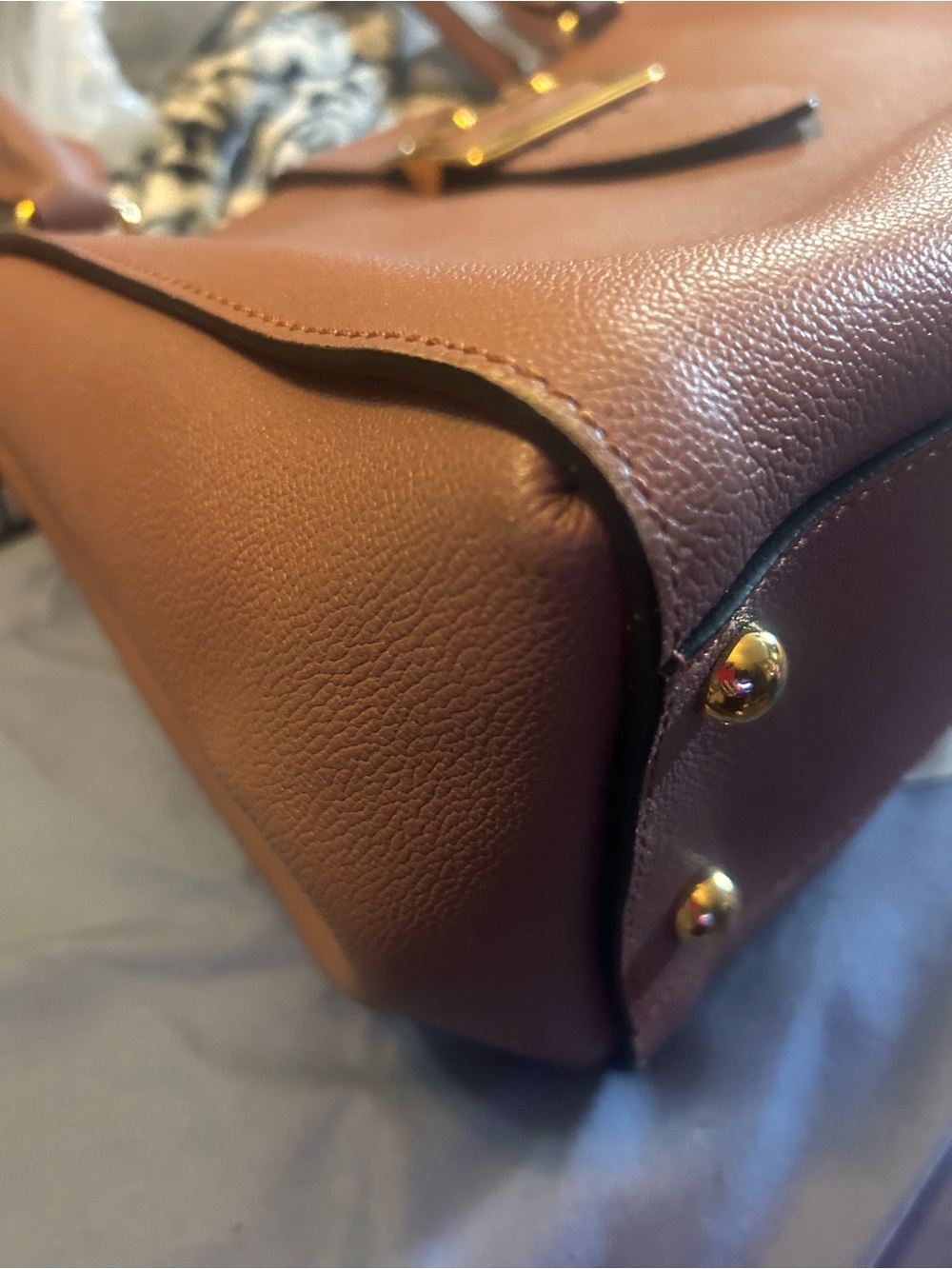 Burberry Dusty Pink Leather Satchel with Signature Check Strap - Picture 7 of 14